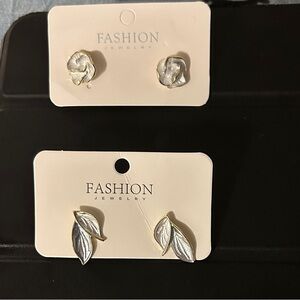 Elegant Leaf and Rose Earrings